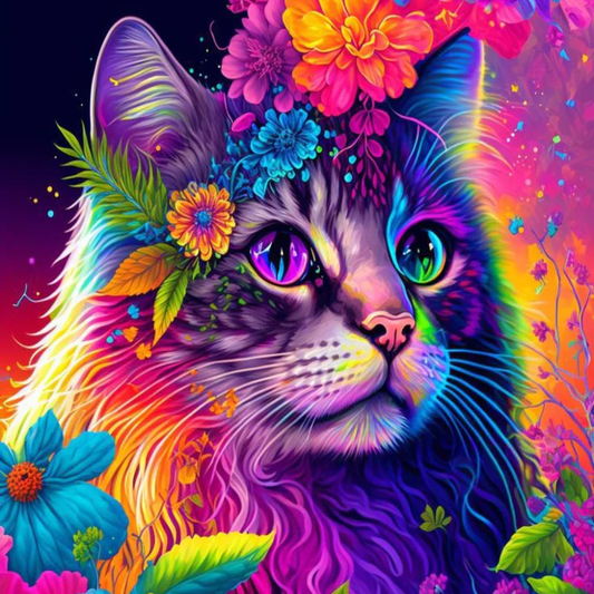 AB Diamond Painting  -  Colorful Cat