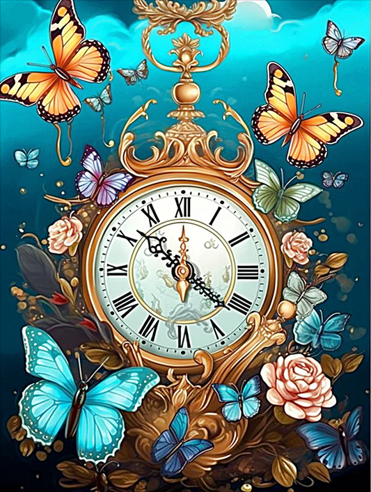 AB Diamond Painting  |  Butterfly clock