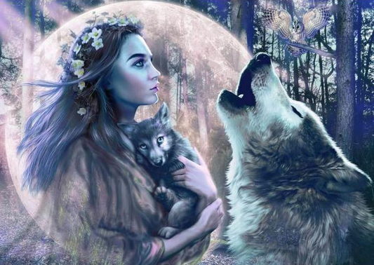 AB Diamond Painting |  Wolf and Girl