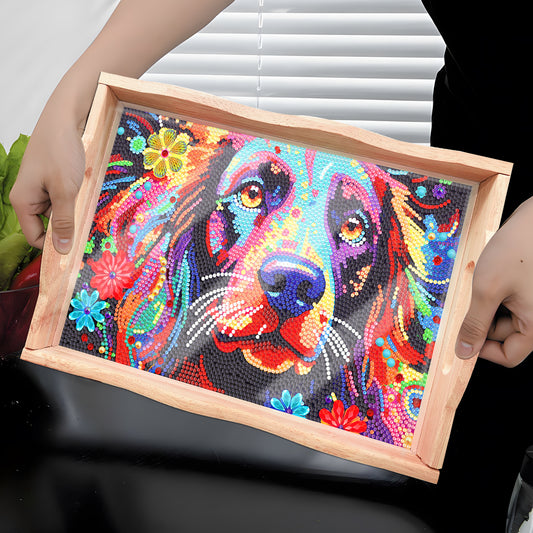 Diamond Painting Nesting Food Trays with Handle Coffee Table Tray (Dog)