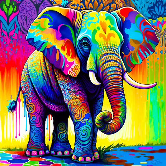 AB Diamond Painting  -  Colorful Elephant