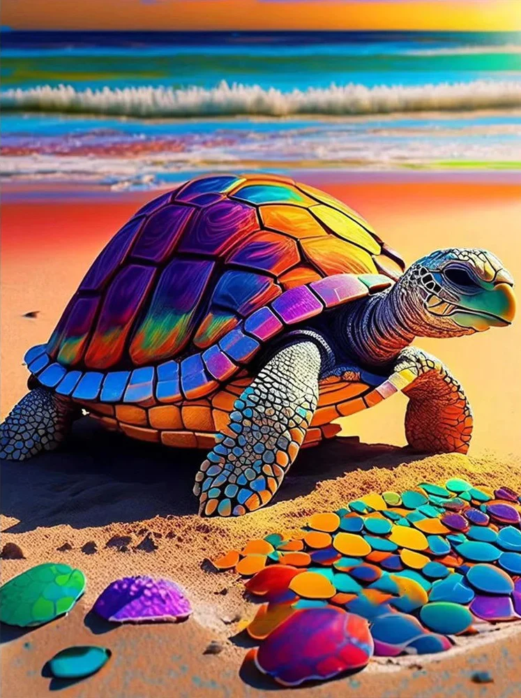 AB Diamond Painting  |  Colorful sea turtle