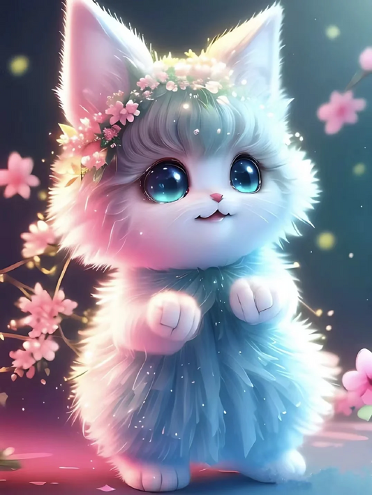 AB Diamond Painting |  Cute Flower Cat