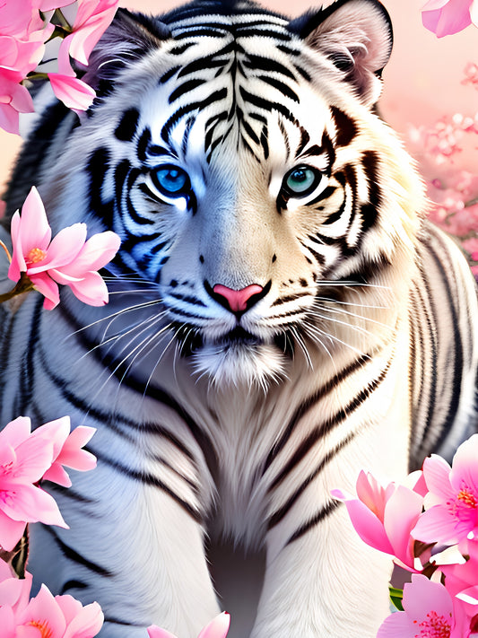 AB Diamond Painting  |  Flower White Tiger