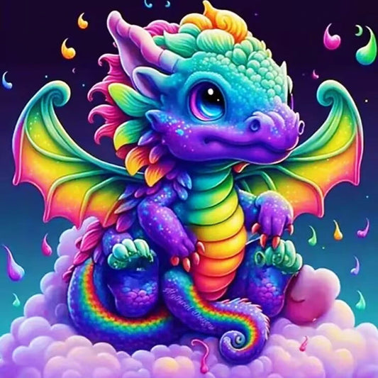 AB Diamond Painting  |  Colorful baby dragon