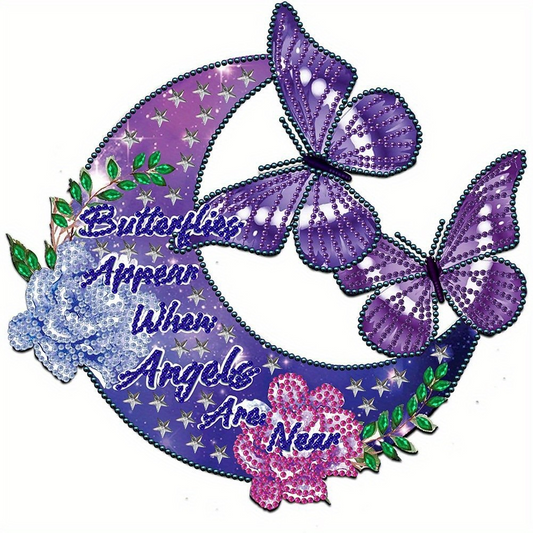 Free Special shaped Diamond Painting-purple moon butterfly -30*30cm