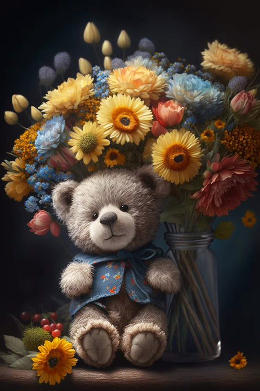AB Diamond Painting    | Bear and Flowers
