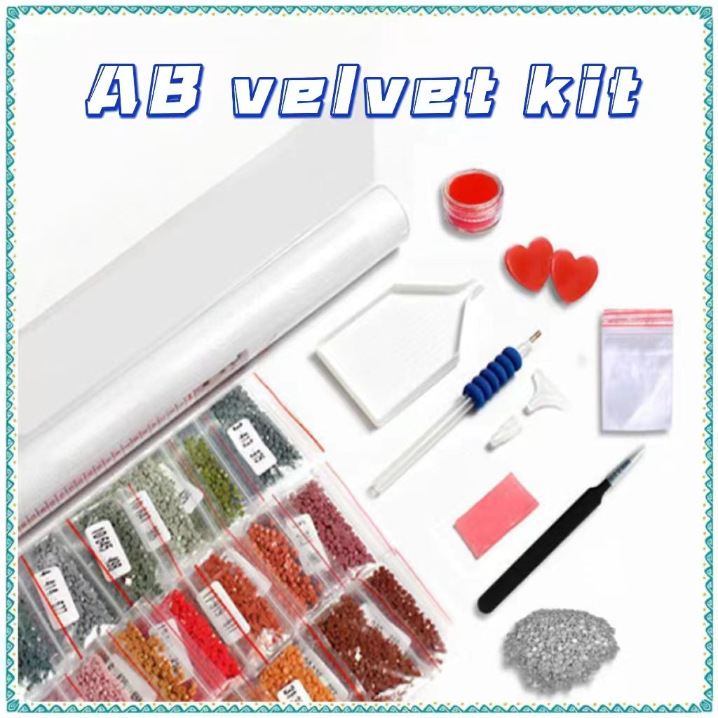 Luxury AB Velvet Diamond Painting Kit -Blue Haired Beauty