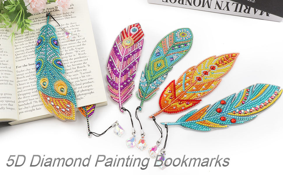 DIY Special Shaped Diamond Painting Bookmark | Feather