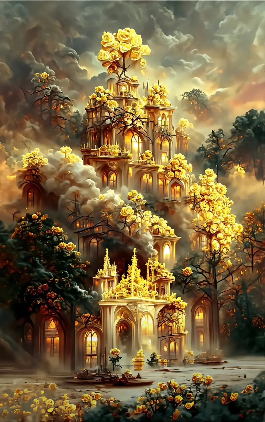 Gold Castle Scenery | Full Round/Square Diamond Painting Kits