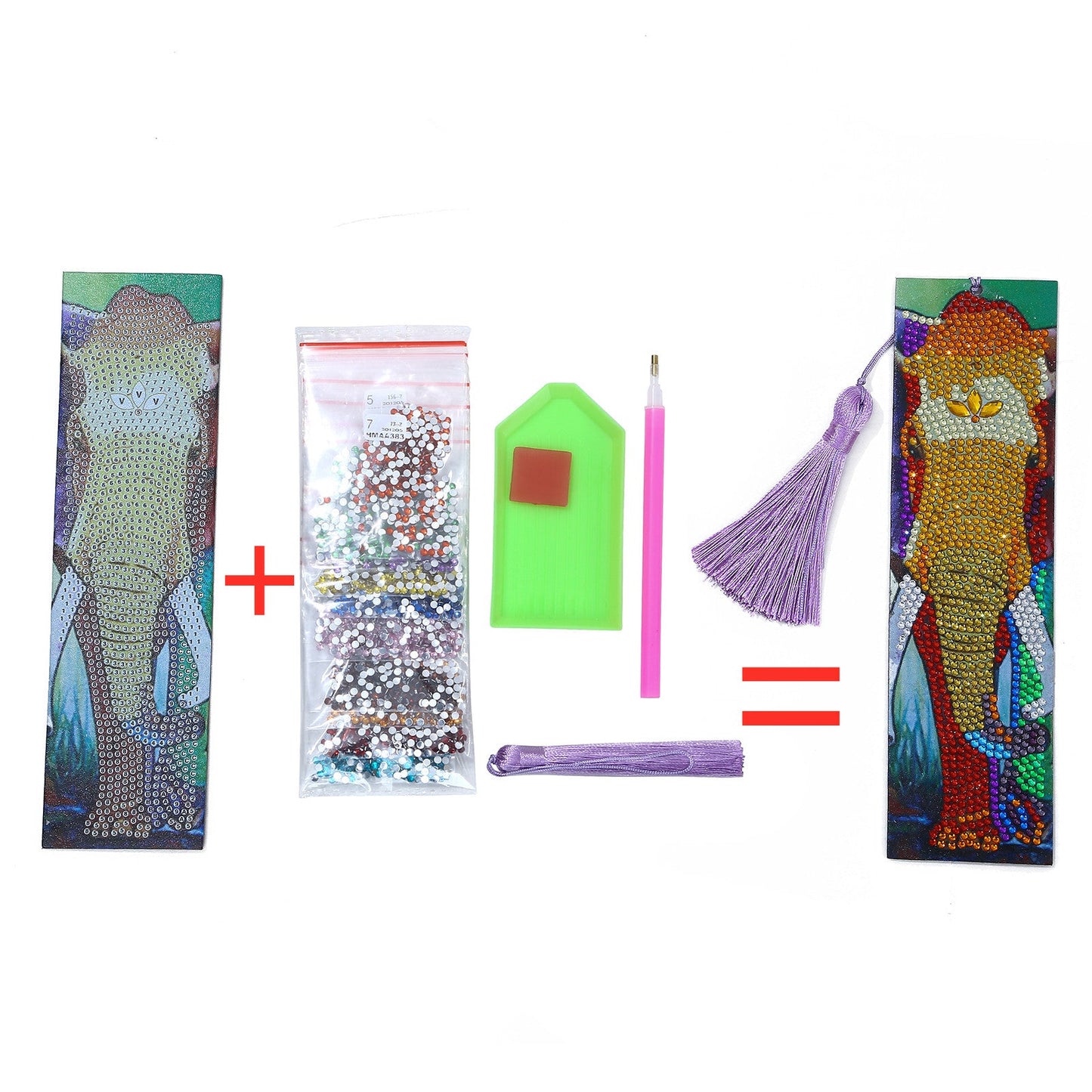 DIY Elephant Special Shaped Diamond Painting Leather Bookmark Tassel