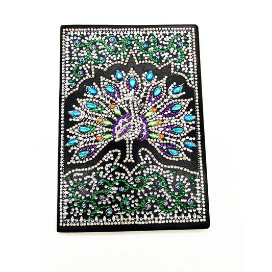A5 5D Notebook DIY Part Special Shape Rhinestone Diary Book | Peacock