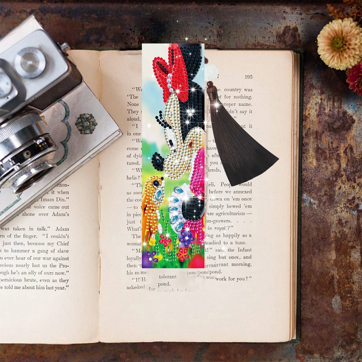 DIY Special Shaped Diamond Painting Leather Bookmark Tassel | Minnie