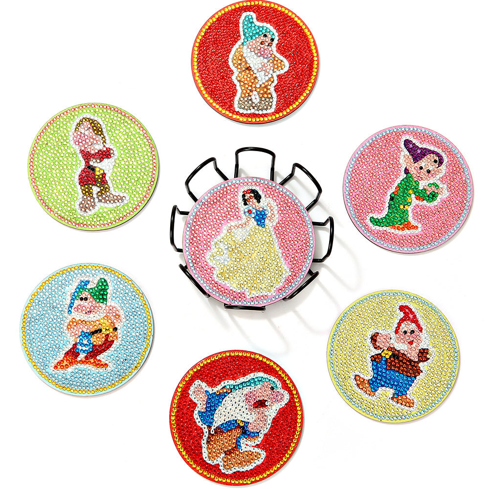 8 pcs set DIY Special Shaped Diamond Painting Coaster | Snow White and the Seven Dwarfs