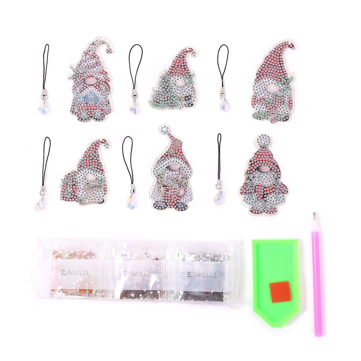 6 Pcs Set DIY Special Shaped Diamond Painting Bookmark | Christmas Gnome