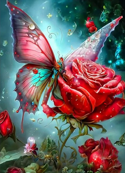 AB Diamond Painting  |  Butterfly And Roses