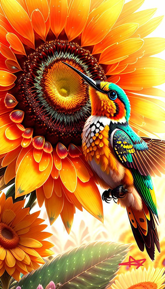 AB Diamond Painting    |  Sunflower Hummingbird