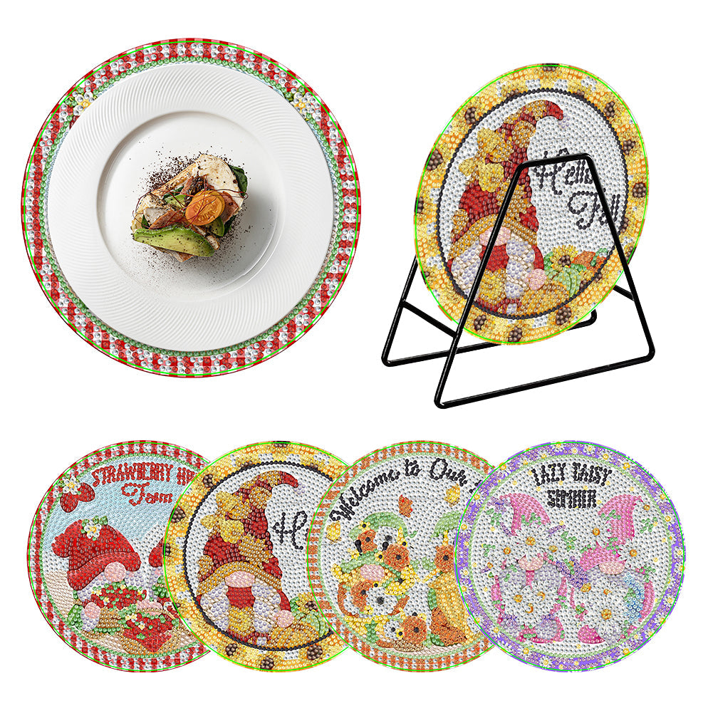 4PCS Diamond Painting Placemats Insulated Dish Mats | Gnome