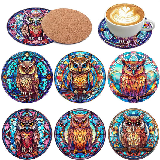 6 pcs set DIY Special Shaped Diamond Painting Coaster  | owl(no holder)