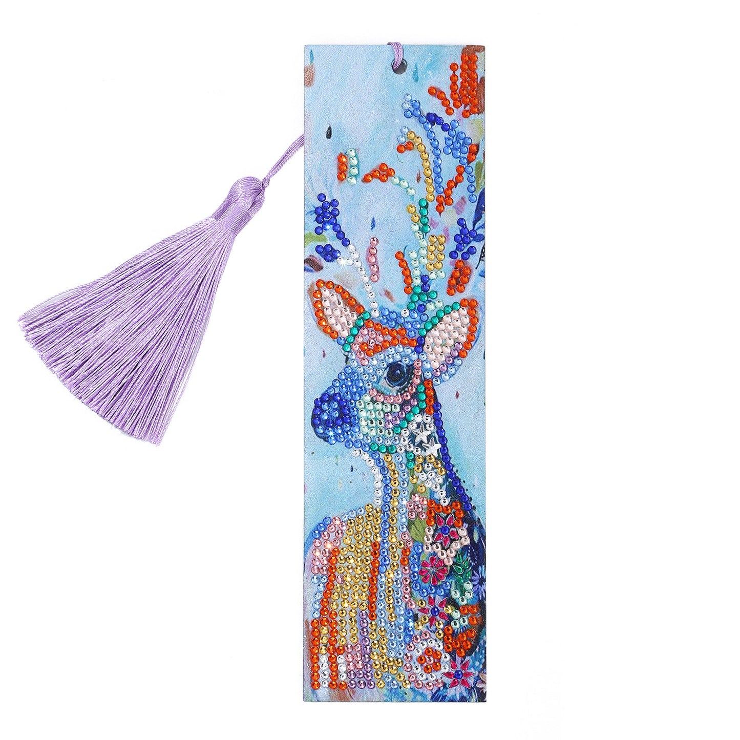 DIY Color deer Special Shaped Diamond Painting Leather Bookmark Tassel