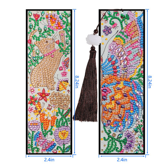 DIY Special Shaped Diamond Painting | Squirrel butterfly | Leather tassel 2-piece bookmark