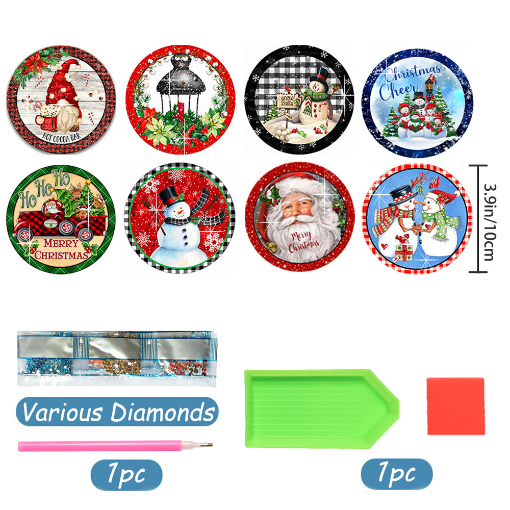 8 pcs set DIY Special Shaped Diamond Painting Coaster  | Christmas£¨no holder£©