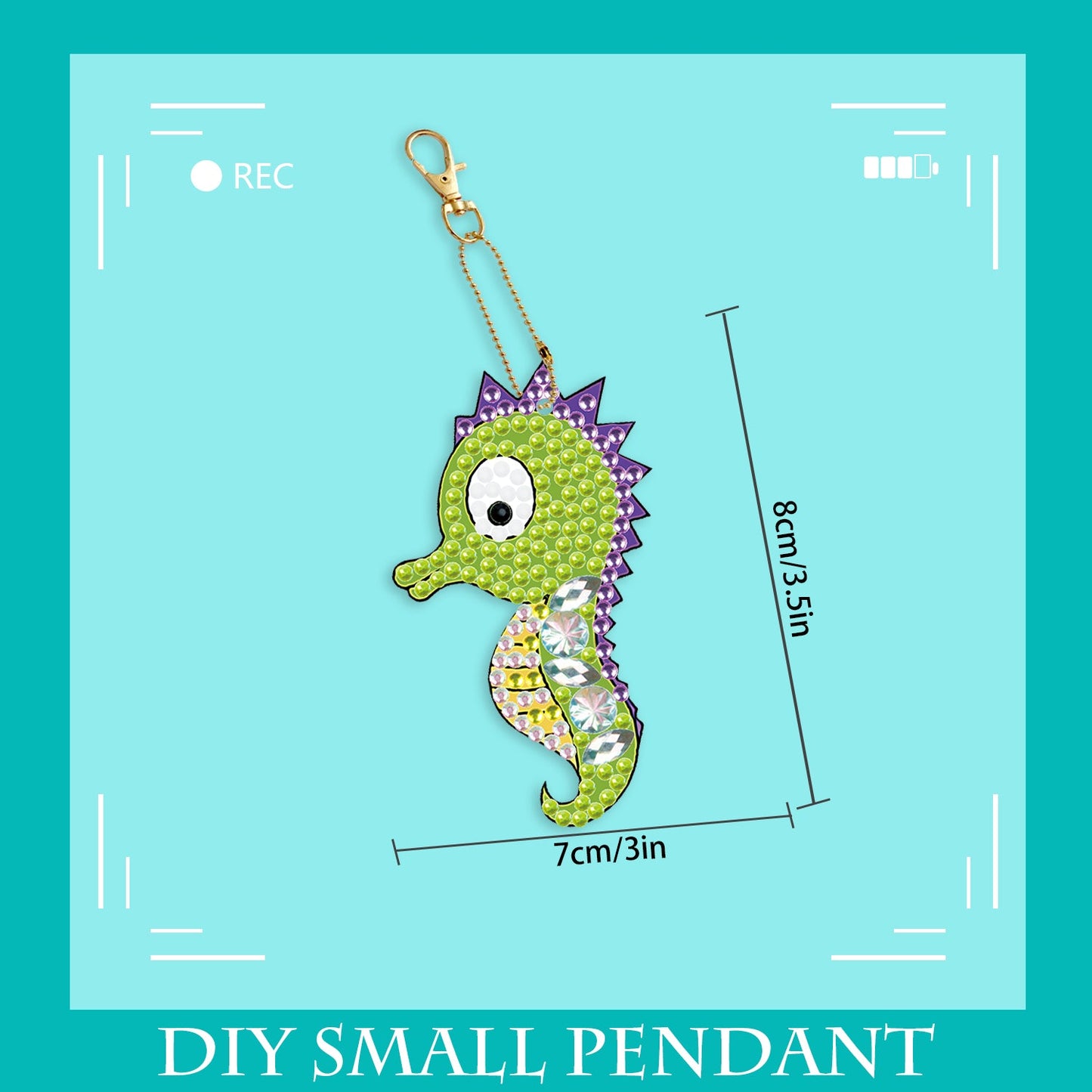 DIY keychain | Fish Seahorse Crab | Double-sided | Five Piece Set