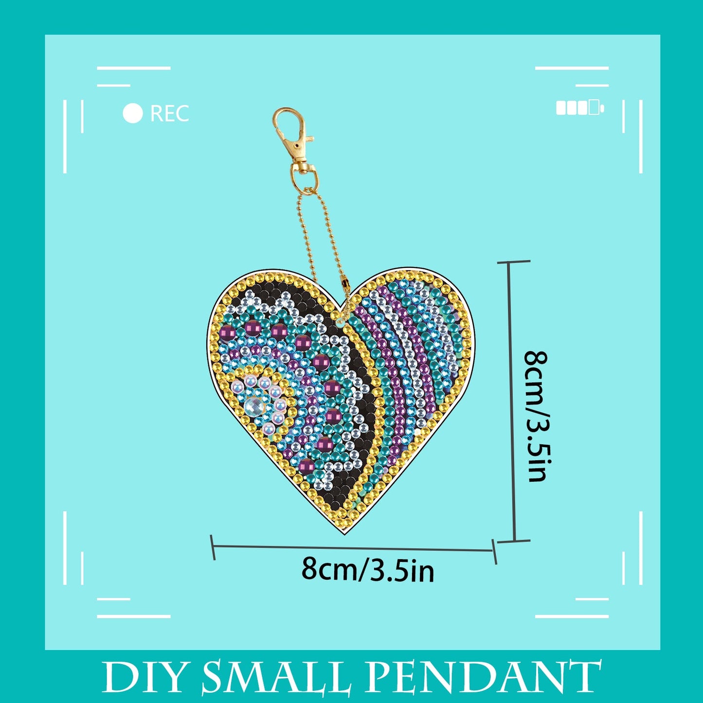 DIY keychain | Heart | Double-sided | Five Piece Set