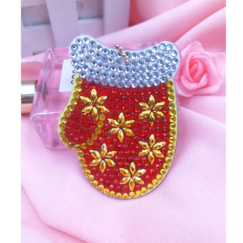 4pcs DIY Christmas Sets Special Shaped Full Drill Diamond Painting Key Chain with Key Ring Jewelry Gifts for Girl Bags