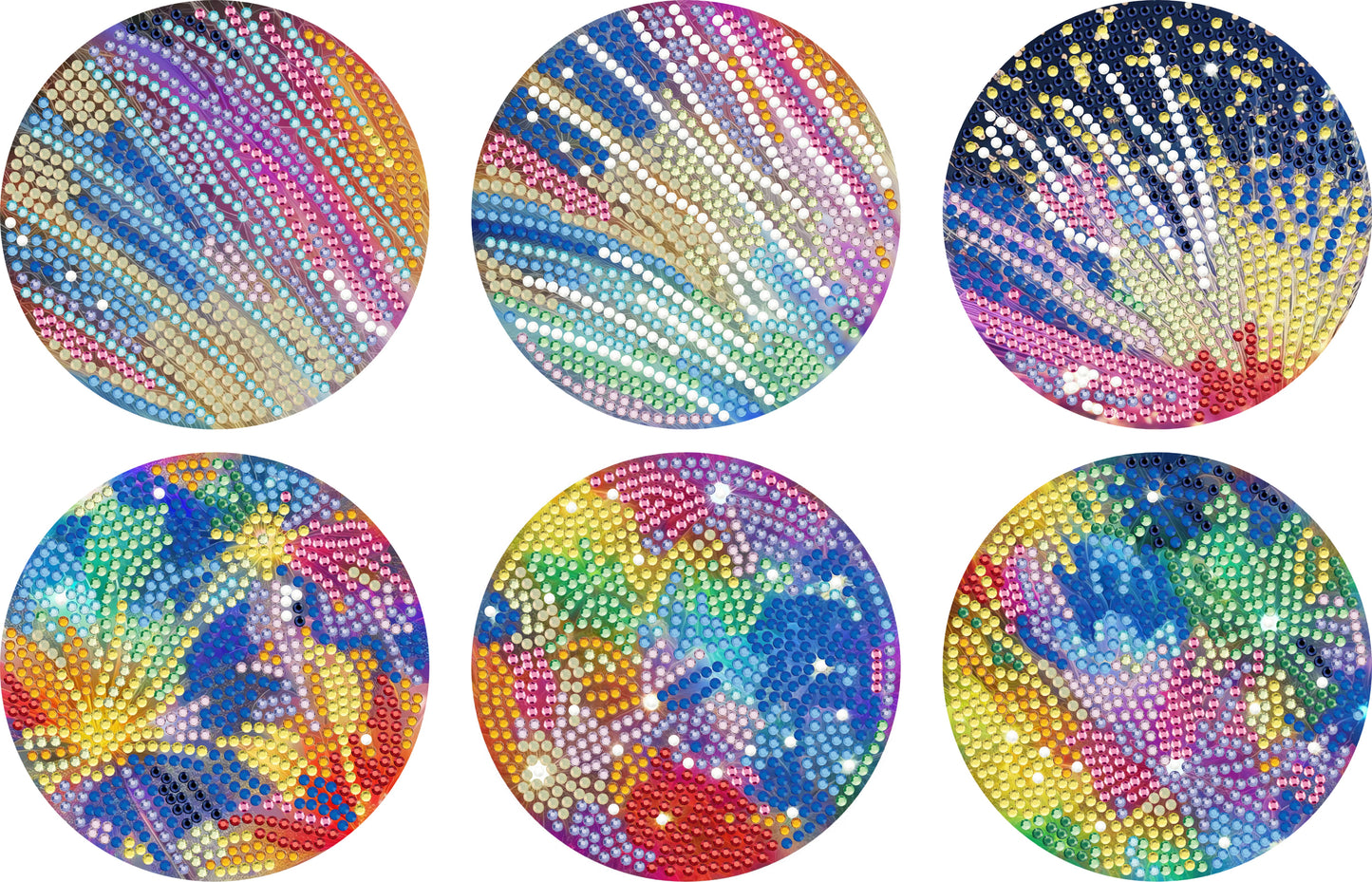 6 pcs set DIY Special Shaped Diamond Painting Coaster  | fireworks £¨no holder£©