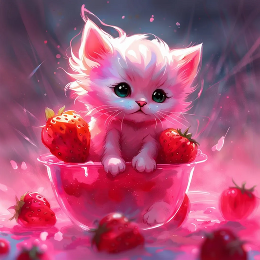 AB Diamond Painting  |  Strawberry Cat