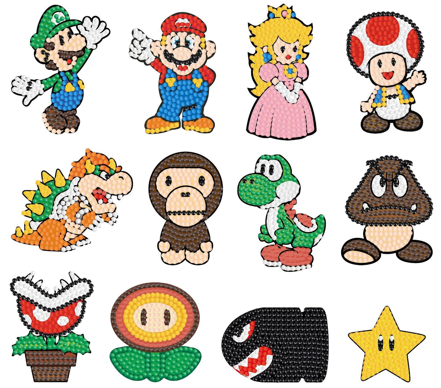 9pcs Round Diamond Painting Stickers Wall Sticker | Mario