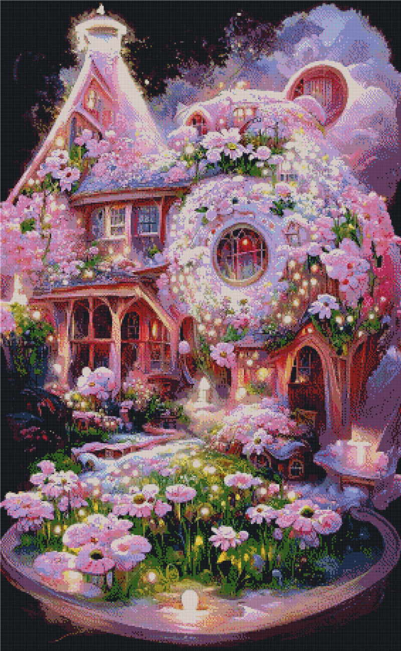 Pink House | Full Round/Square Diamond Painting Kits | 50x70cm | 60x80cm|80X110CM