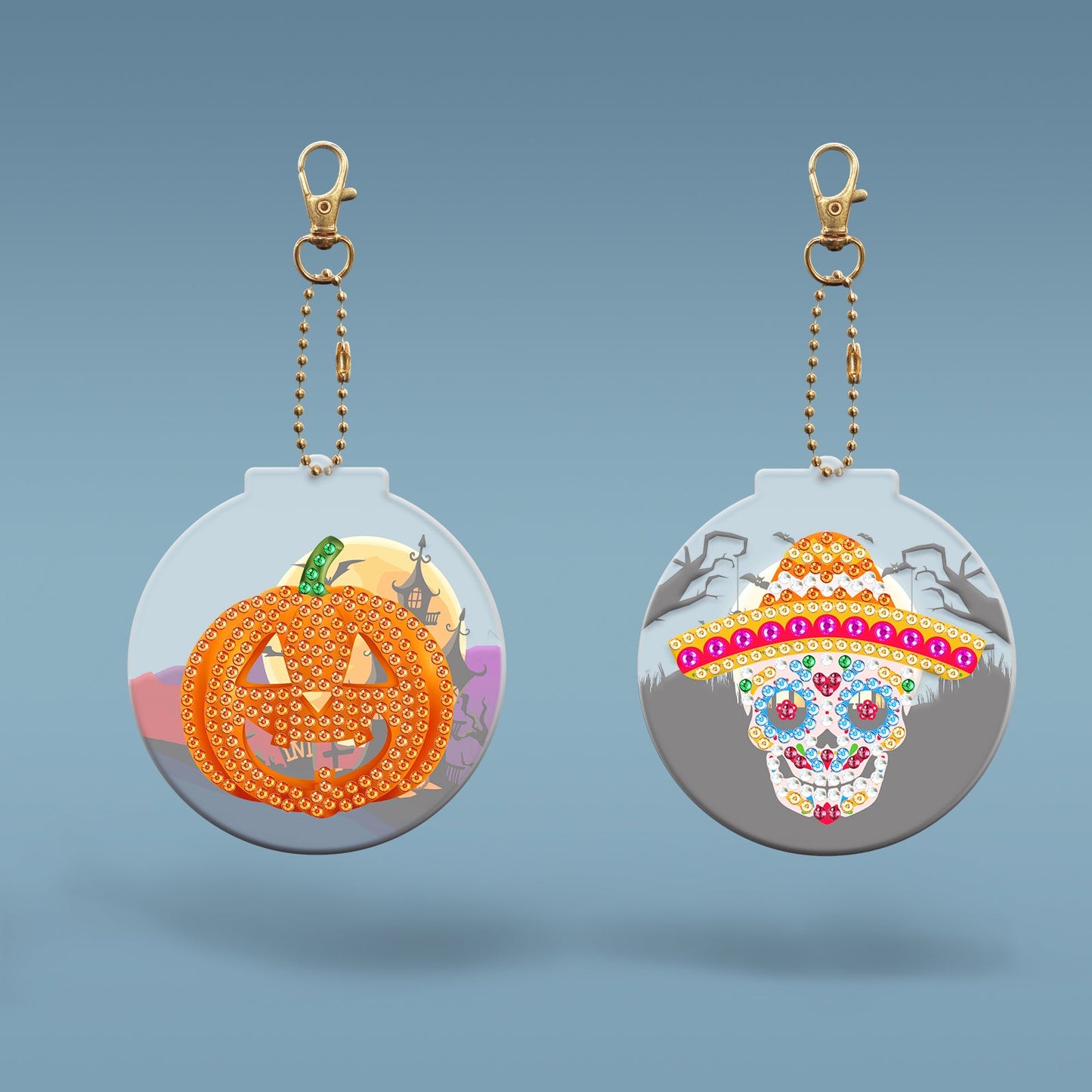 DIY keychain | Pumpkin Skull | Two Piece Set