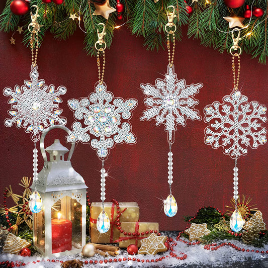 DIY Diamond Painting Keychain | Christmas snowflakes | 4 Piece Set