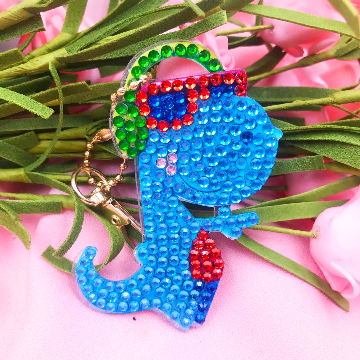 4pcs DIY Dinosaur Sets Special Shaped Full Drill Diamond Painting Key Chain with Key Ring Jewelry Gifts for Girl Bags