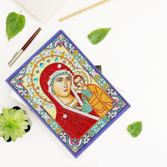 A5 5D Notebook DIY Part Special Shape Rhinestone Diary Book | Virgin Mary