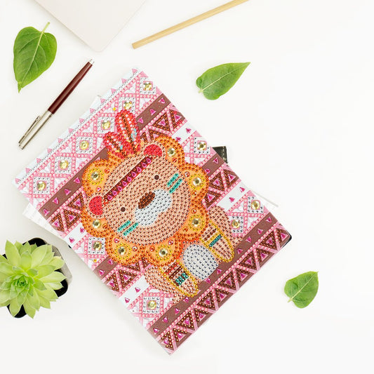 A5 5D Notebook DIY Part Special Shape Rhinestone Diary Book | Lion