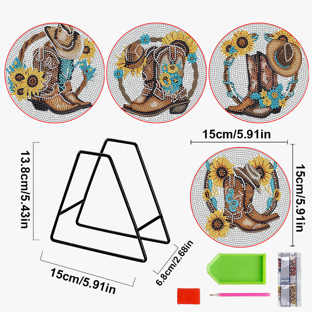 4PCS Diamond Painting Placemats Insulated Dish Mats | Boots