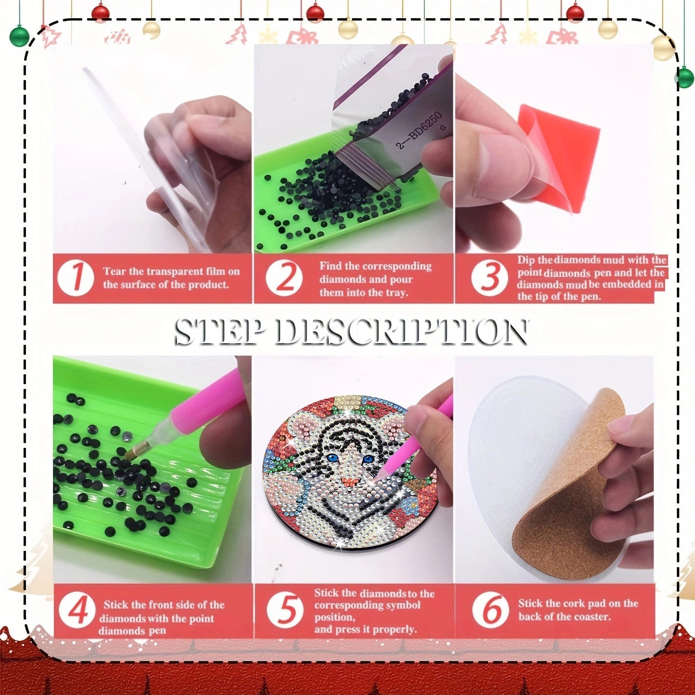 8 pcs set DIY Special Shaped Diamond Painting Coaster  | Animals (no holder)