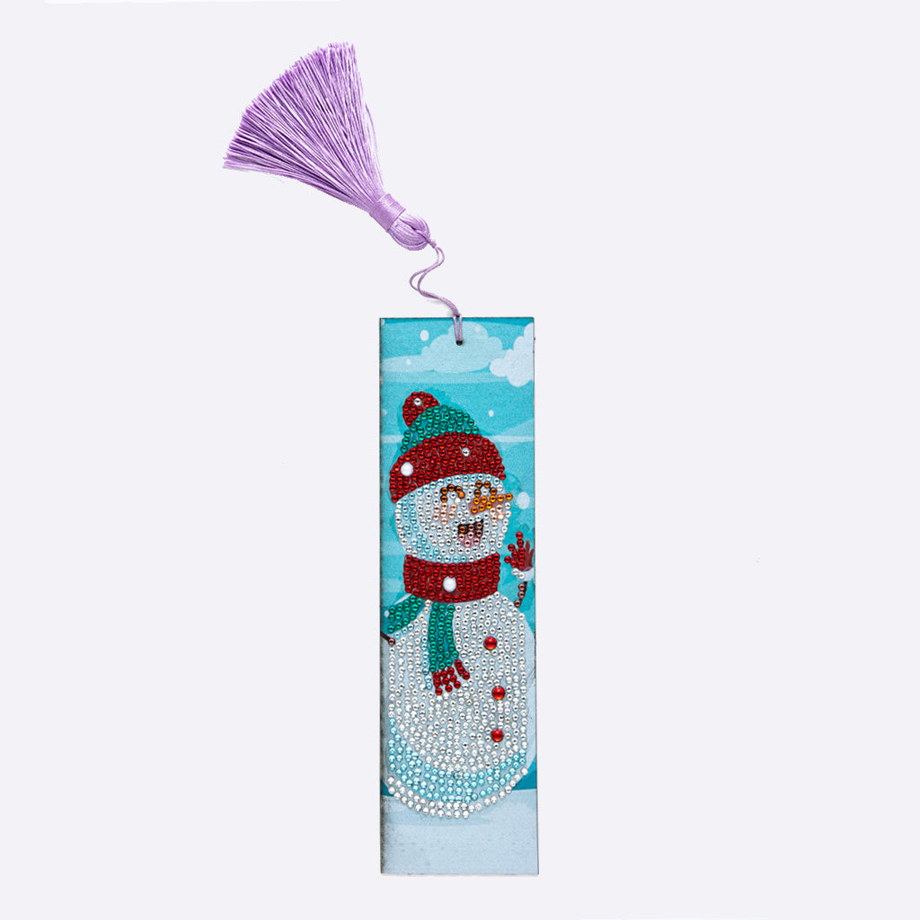 DIY Christmas snowman Special Shaped Diamond Painting Leather Bookmark Tassel