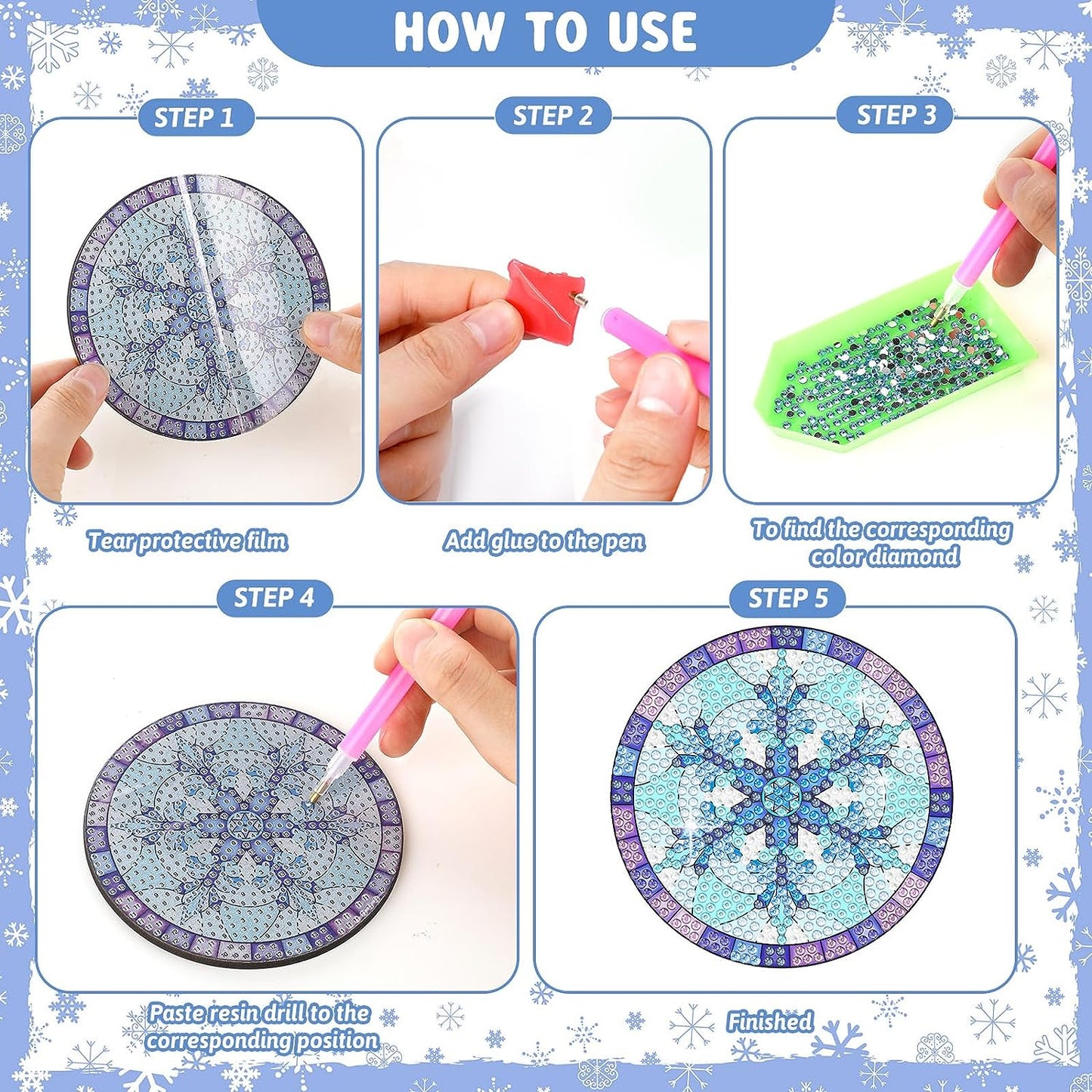 8 pcs set DIY Special Shaped Diamond Painting Coaster  | mandala(no holder)