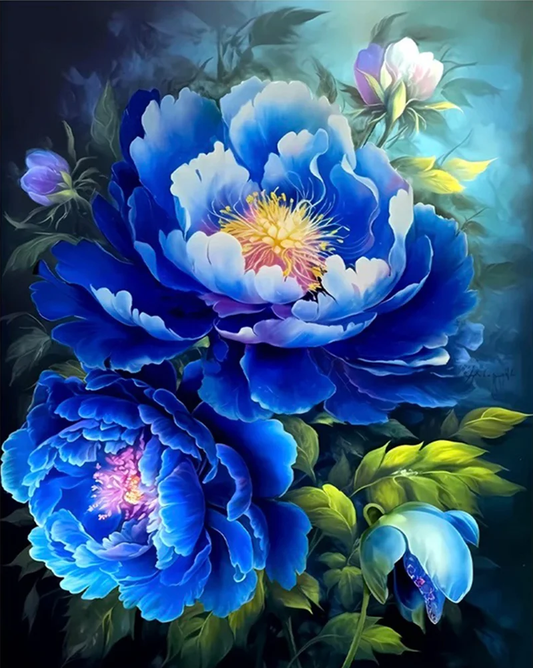 AB  Diamond Painting  |  Blue Flowers