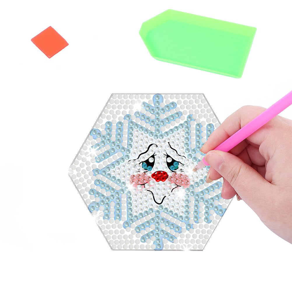 6 pcs set DIY Special Shaped Diamond Painting Coaster  | Snowman (no holder)