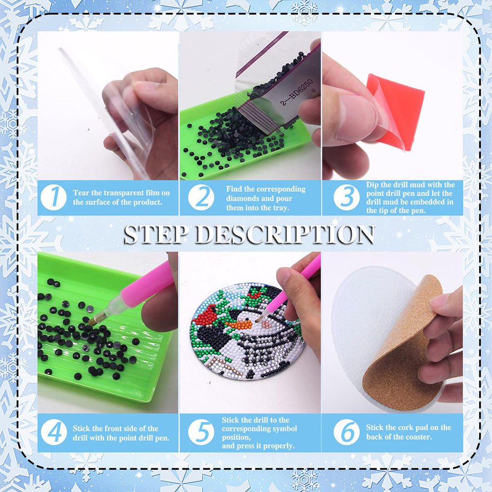 6 pcs set DIY Special Shaped Diamond Painting Coaster  | Christmas£¨no holder£©