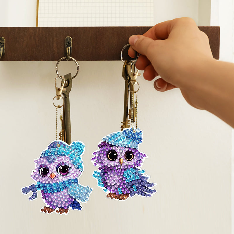 9 pcs DIY Diamond Painting Keychain  | Owl (single sided)