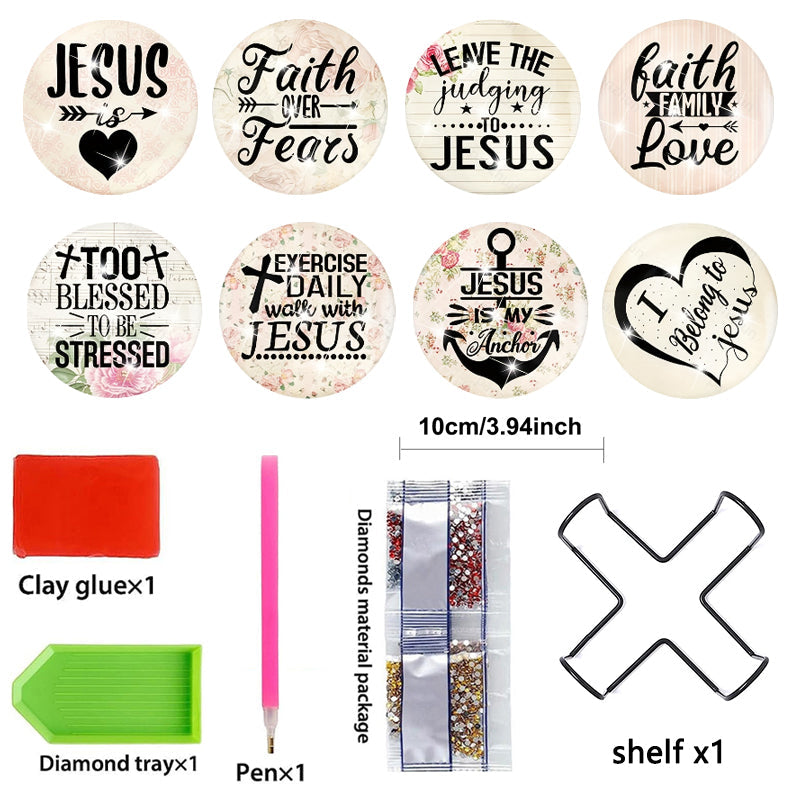 8 pcs set DIY Special Shaped Diamond Painting Coaster  | Jesus (no holder)