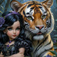 AB Diamond Painting Kit | Girl and Tiger