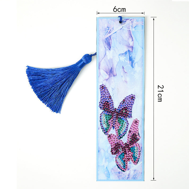 DIY Special Shaped Diamond Painting Leather Tassel Bookmark | Cat