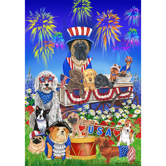 Dog party flag | Full Round Diamond Painting Kits